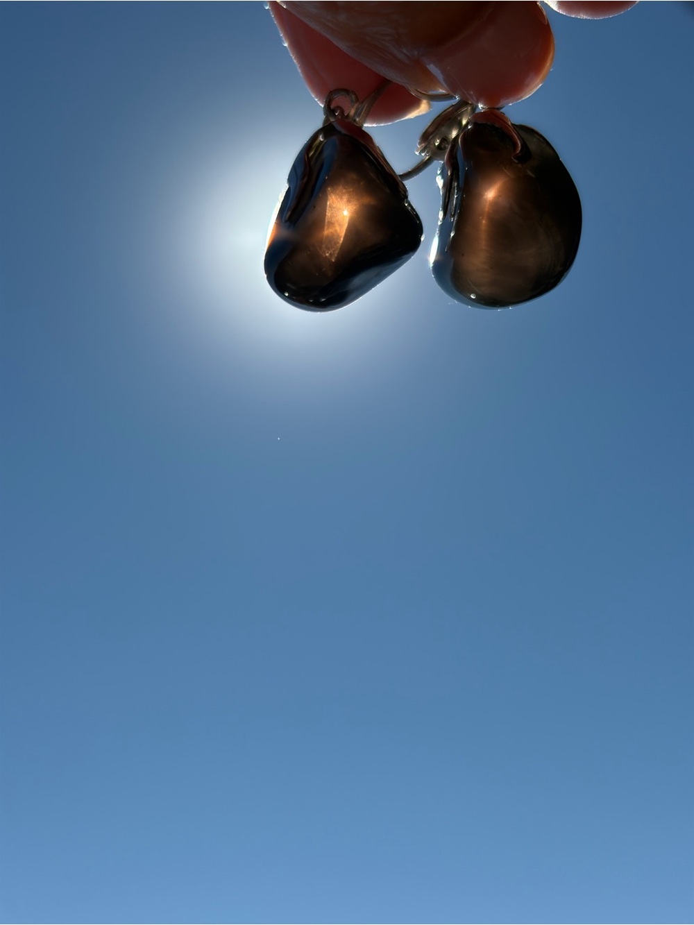 Smoky Quartz Brown Glass Drop Earrings